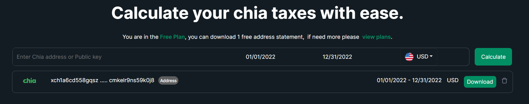 Chia tax report starts