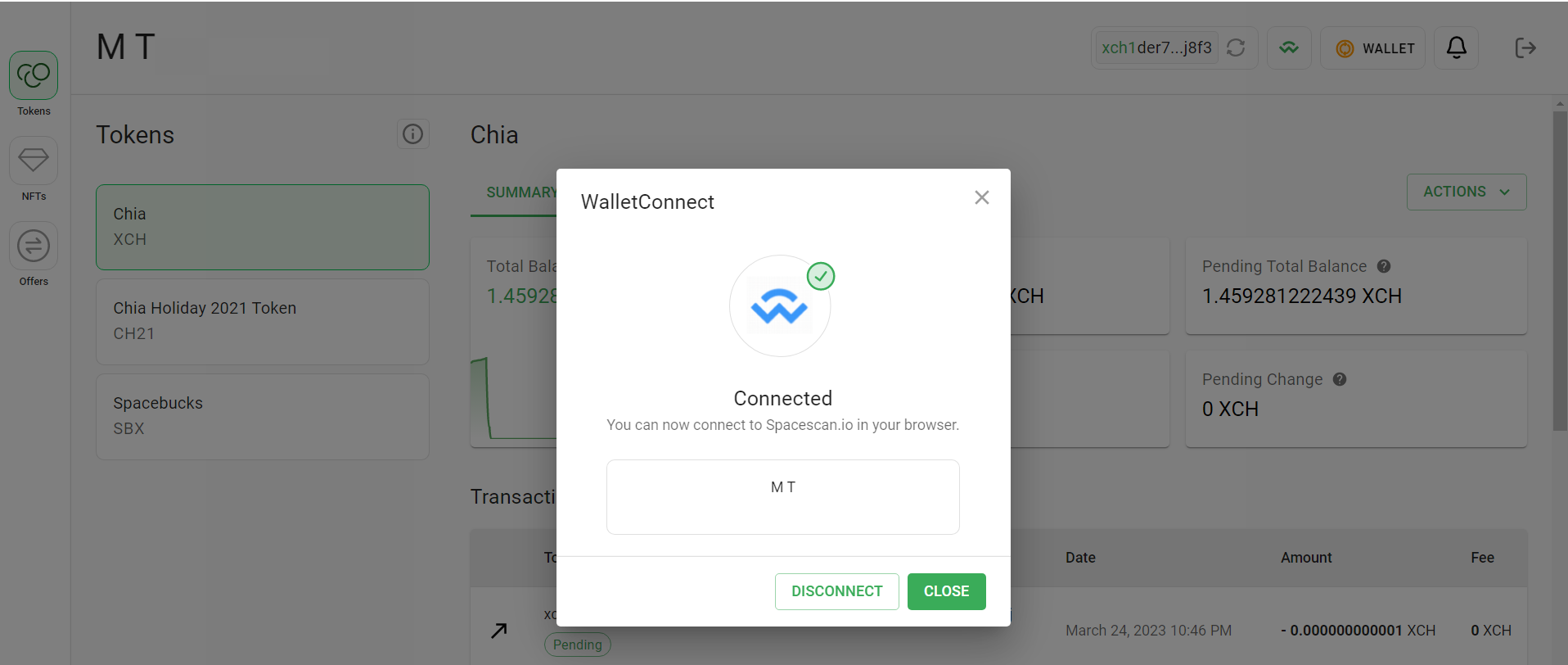 Chia wallet - wallet connect 4