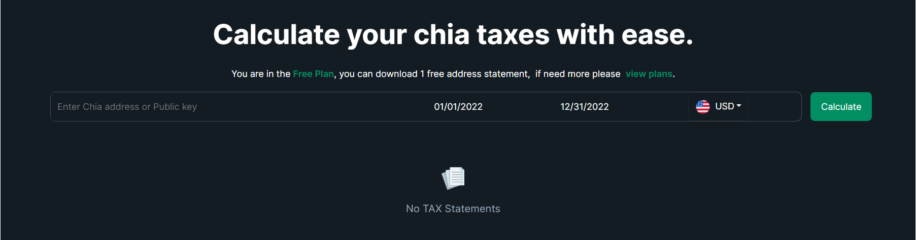 chia tax enter address